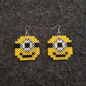 Handmade Perler Minions bah bah Earrings